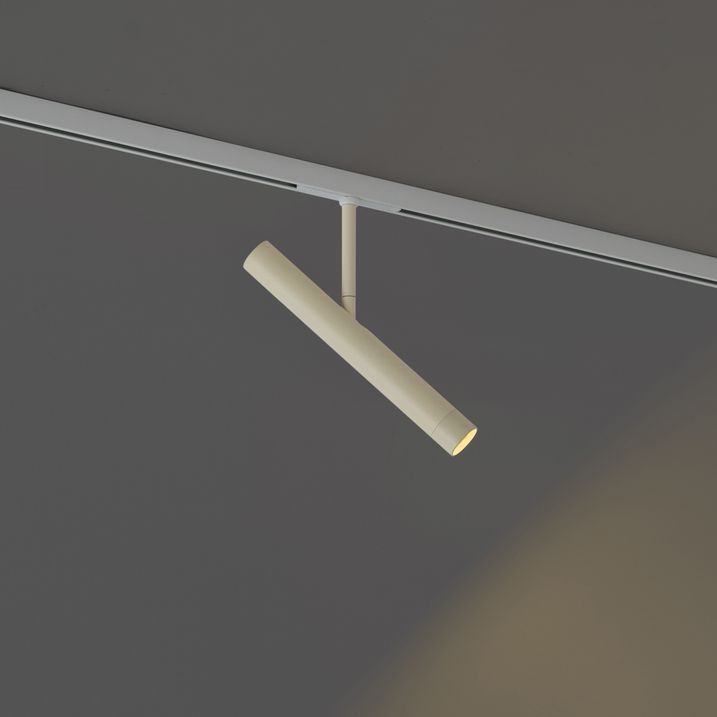 Spot modern bej cu alb pentru sistem de iluminat pe șină monofazat - Slimline Avery