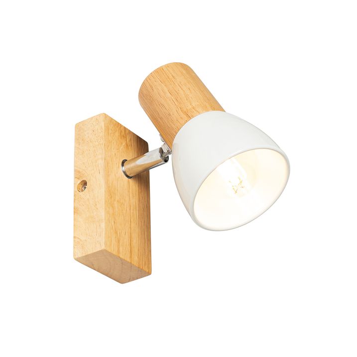 Aplique rústico de madera con blanco regulable - Thorin