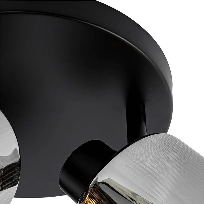 Faretto da soffitto smart nero con vetro fumé rotondo orientabile incl. 3 Wifi A60 - Laura