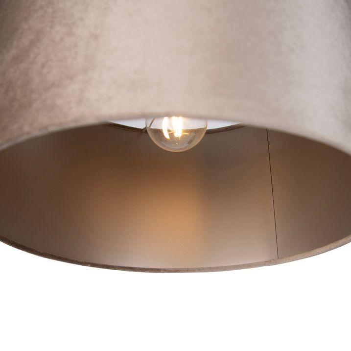 Hanglamp zwart met taupe kap 35cm 3-lichts - Cava