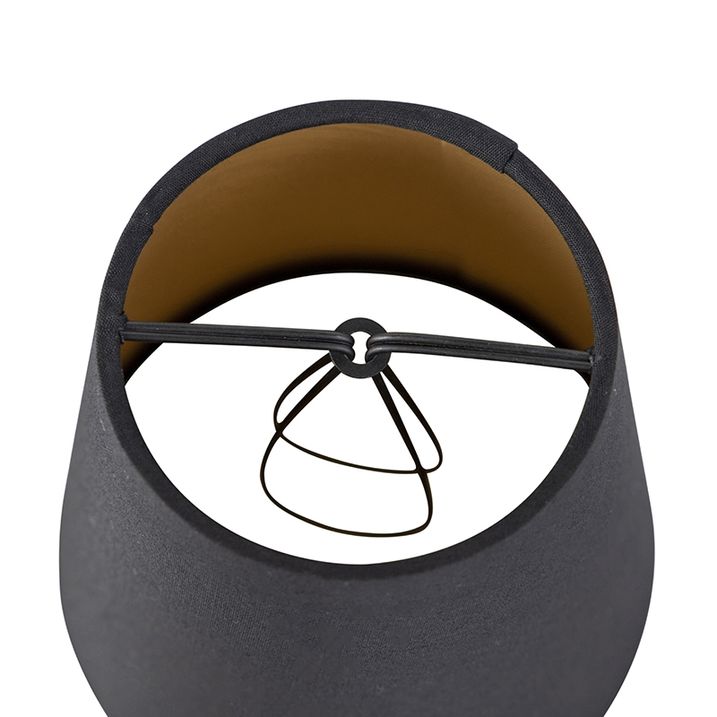 Abajur din bumbac cu clema negru 12 cm rotund cu interior auriu