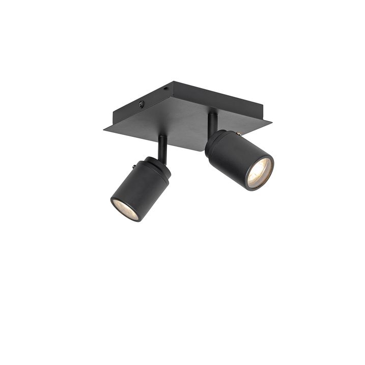 Smart badeværelsesspotlight sort firkantet IP44 inkl. 2 Wifi GU10 - Ducha