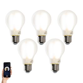 Sada 5 chytrých LED žárovek E27 A60 matné 7W 806lm 1800-4000K