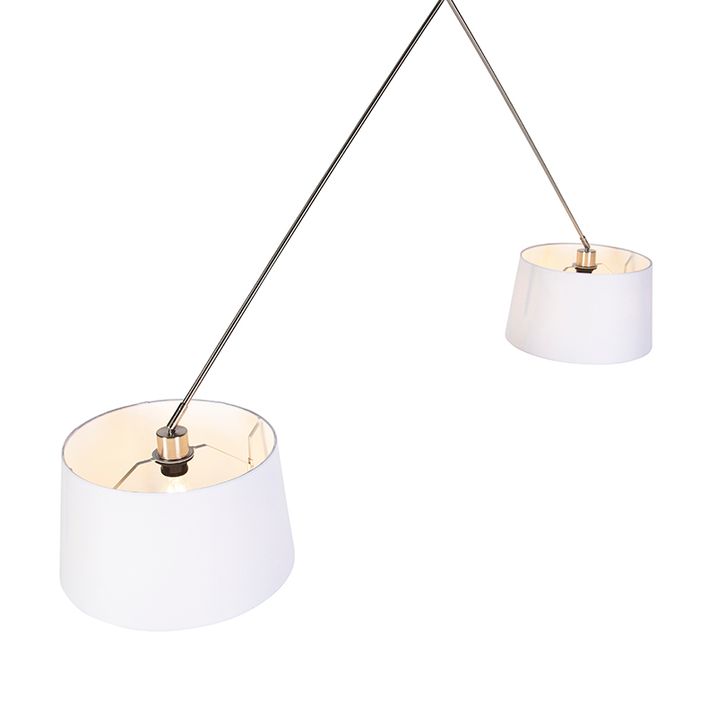 Viseća lampa sa platnenim sjenilima bijela 35 cm - Blitz II čelik
