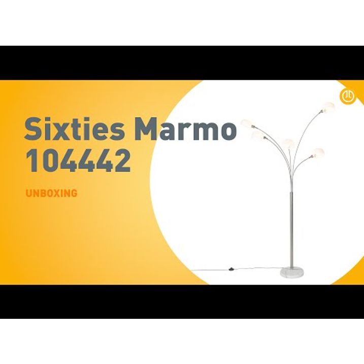 Dizajnová stojaca lampa oceľ s opálovým sklom 5-svetlo - Sixties Marmo