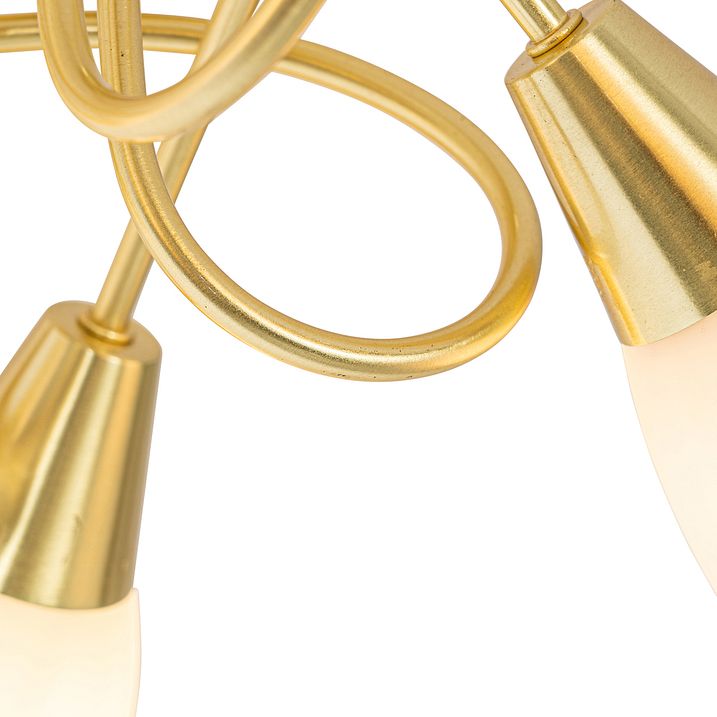 Klassische Deckenleuchte gold mit Opalglas 5-Licht - Inez