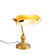 Klassieke-notarislamp-brons-met-amber-glas---Banker