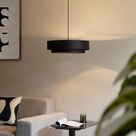 Moderne hanglamp zwart 50cm 3-lichts - Drum Duo