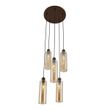 Suspension-Chic-d'Hôtel-Bronze-Foncé-avec-Verre-Ambré-5-Lumières---Stavelot