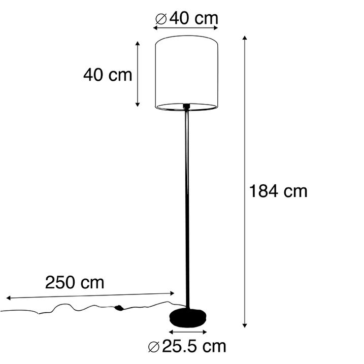 Romantische Stehleuchte Messing mit rosa Schirm 40 cm - Simplo