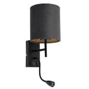 Art-Deco-vägglampa-svart-med-mörkgrå-sammetskärm---Stacca