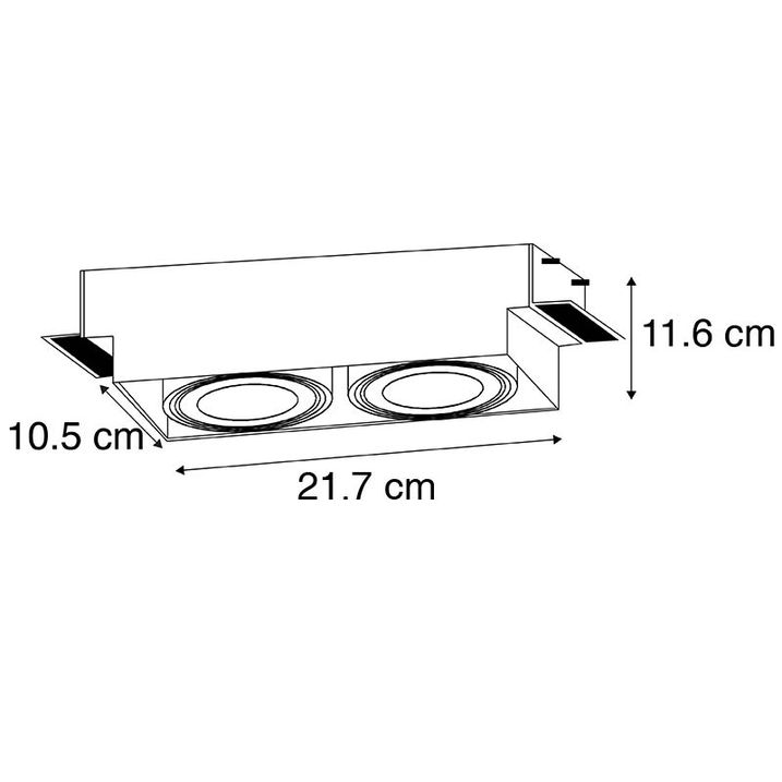 Pametni ugradni reflektor crni bez okvira 2-svetla uklj. 2 Wifi GU10 70mm - Oneon