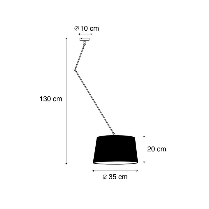 Hängeleuchte Stahl mit weissem Leinen-Schirm 35 cm - Blitz