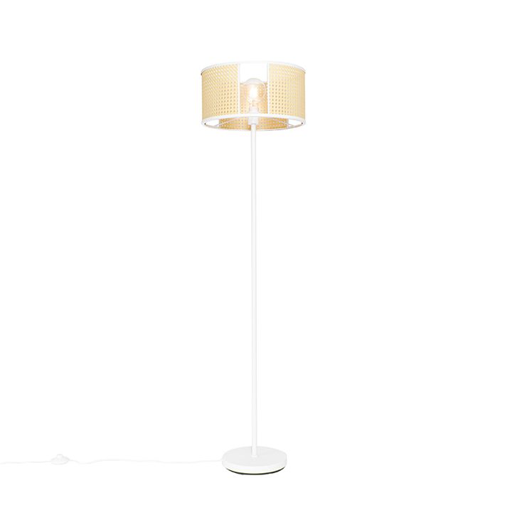 Orientalska stoječa svetilka bela z ratanom 40 cm - Akira
