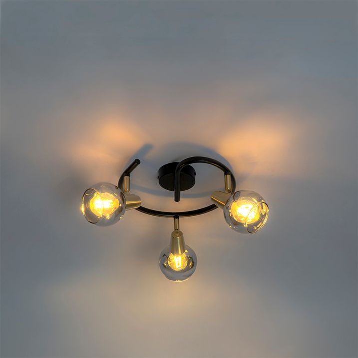 Plafoniera Art Déco vetro fumé nero 3 luci - VIDRO