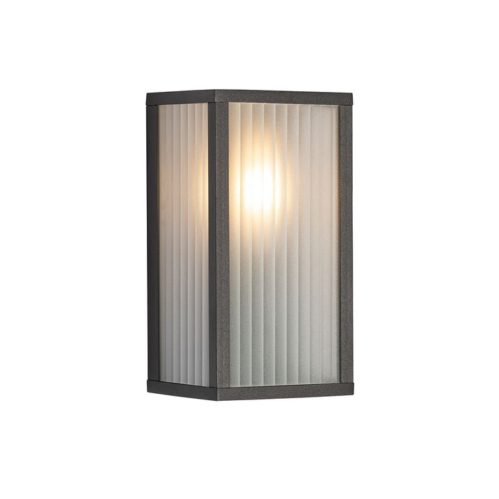 Applique murale d'extérieur intelligente noire avec verre nervuré incl. WiFi A60 - Charlois