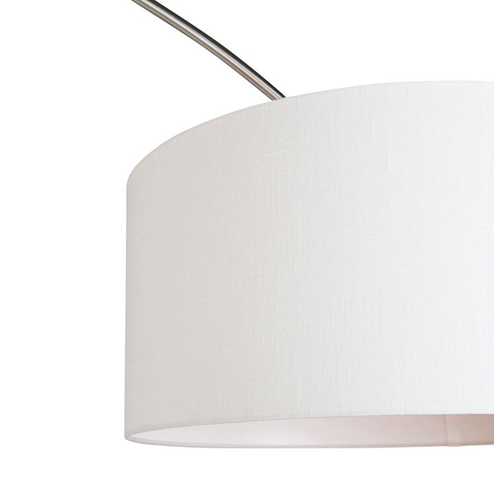 Ív lámpa acélból, fehér textil árnyékolóval, 50/50/25 állítható - XXL