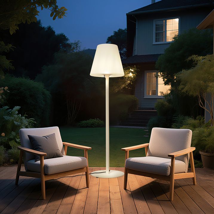 Moderne utendørs gulvlampe beige med hvit skjerm IP44 - Big Virginia