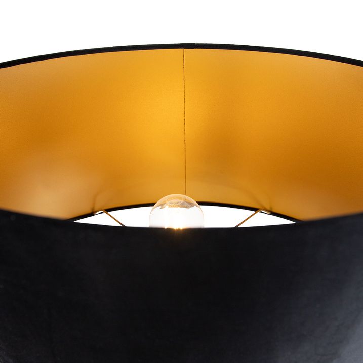 Vloerlamp zwart met zwarte ovale kap 50cm - Thijmen