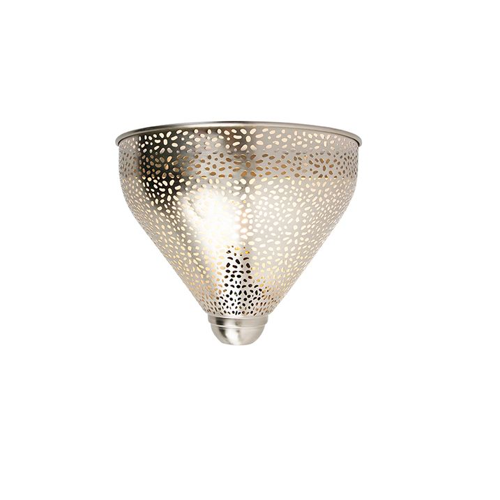Oosterse wandlamp staal met lichteffect - Sinbad