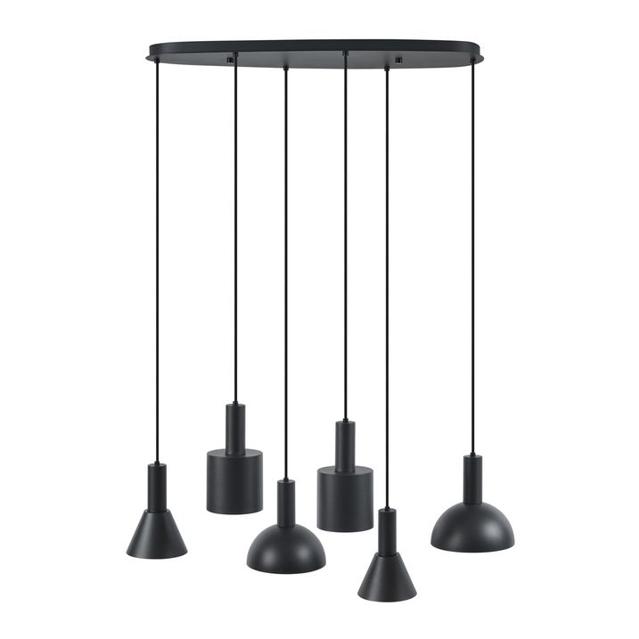 Moderne hanglamp zwart 6-lichts - Biles