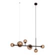 Lampada-a-sospensione-Hotel-Chic,-6-luci,-bronzo-scuro-e-vetro-bronzo---Monaco