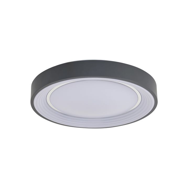 Nowoczesna lampa sufitowa szara z białym wykończeniem 38 cm z LED z funkcją ściemniania RGB - Kanton