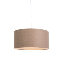 Rustikální závěsné svítidlo bílé s hnědým stínítkem 50 cm - Combi 1
