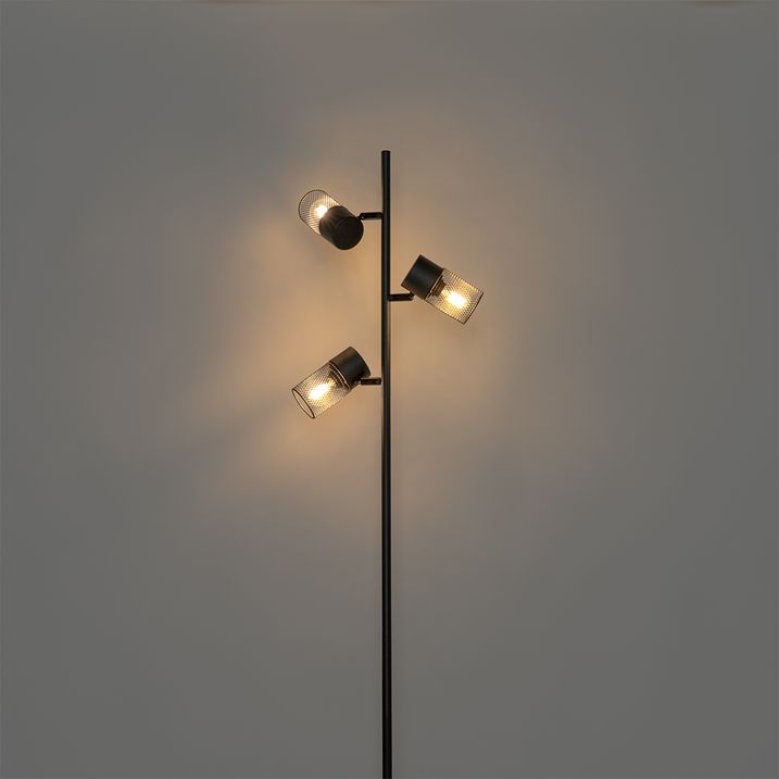 Industrial Floor Lamp Black 3-Light - Jim