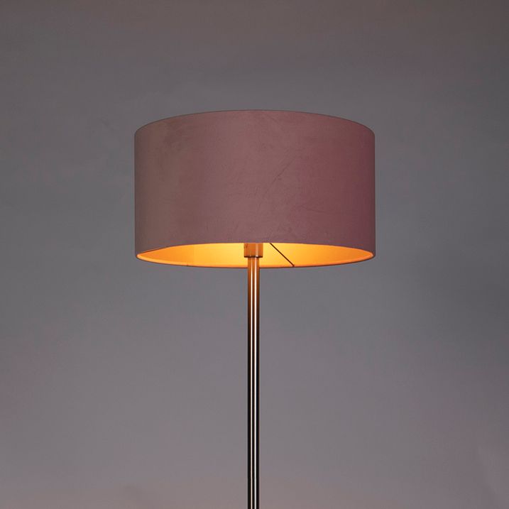 Golvlampa stål med rosa skärm 50 cm - Simplo