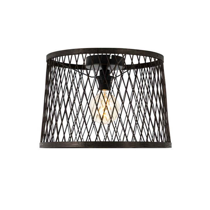 Φωτιστικό οροφής αγροτικό μαύρο rattan 40 cm IP44 - Calamus