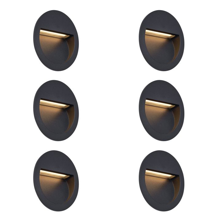 Set de 6 Aplice Moderne Incastrabile Negre cu LED IP65 - Gem
