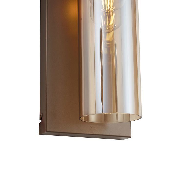 Viesnīcas šika sienas lampa tumši bronzas krāsā ar dzintara stiklu - Stavelot