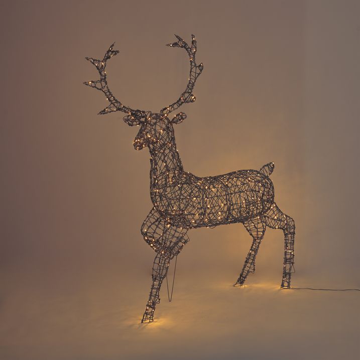 Weihnachtsrentier braun Rattan inkl. LED IP44 - Glossie