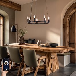 Pametna viseća lampa crna 7-svjetla uklj. WiFi C35 - Knight