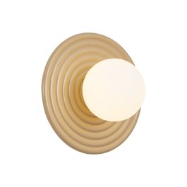 Retro Wall Lamp Taupe with Opal Round 20cm IP44 - Lila