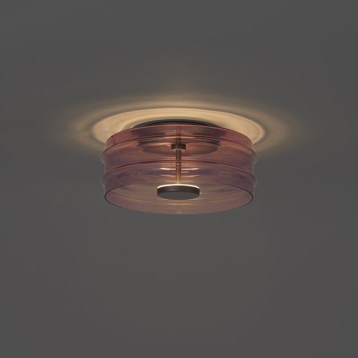 Design-Deckenleuchte Gunmetal mit violettem Glas inkl. LED 3-Stufen-Dimmbar - Meadow