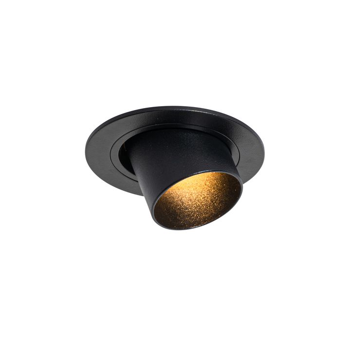 Set van 6 inbouwspots zwart GU10 35mm rond kantelbaar - Installa