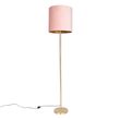 Romantische-Stehleuchte-Messing-mit-rosa-Schirm-40-cm---Simplo