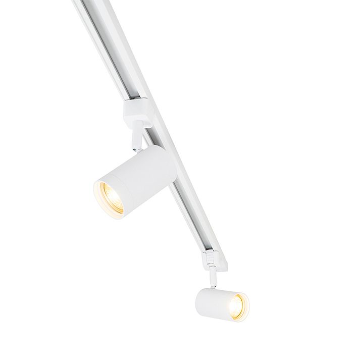 Sistema de iluminación de riel moderno con 5 focos blanco monofásico - Iconic Jeana