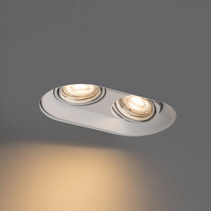Sæt med 6 afrundede indbygningsspots hvid GU10 50mm 2-lys - Hubs