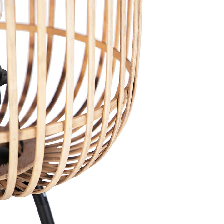 Country Floor Lamp Black with Rattan - Manila