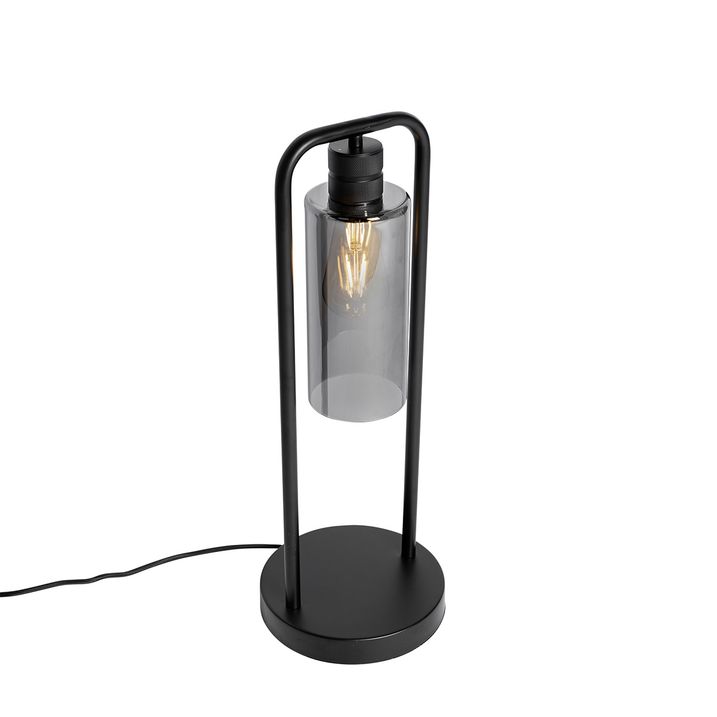 Candeeiro de mesa moderno preto com vidro fumê - Stavelot