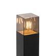 Buitenlamp-zwart-met-smoke-glas-met-grondpin-en-kabelmof-70cm-IP44---Denmark
