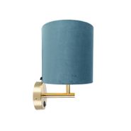 Applique-da-parete-elegante-dorata-con-paralume-in-velluto-blu---Matt