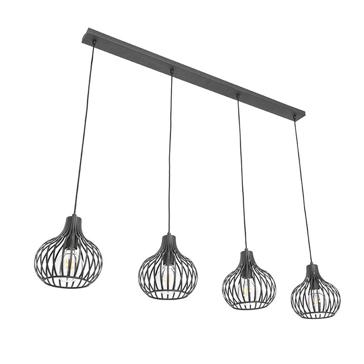 Moderne pendellampe sort 4-lys - Saffira