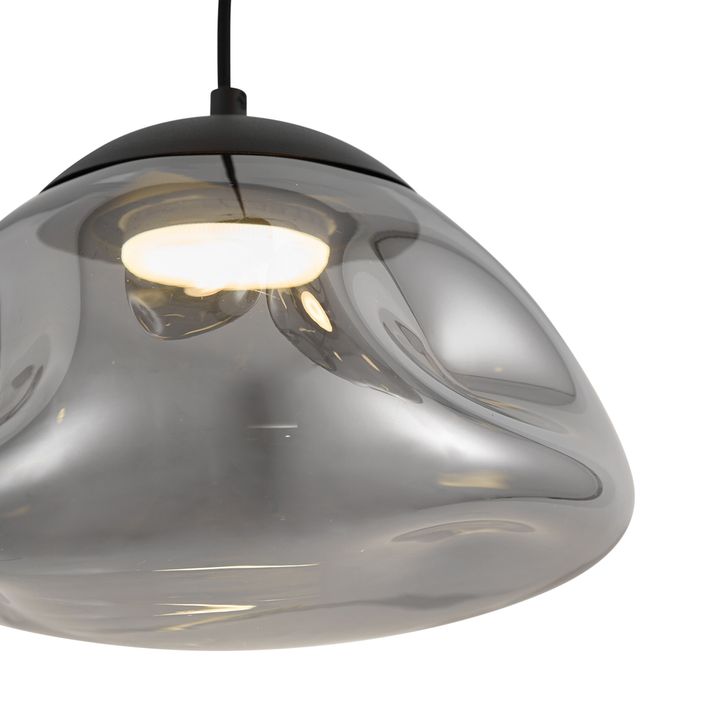 Design hanglamp zwart met smoke glas 5-lichts - Gus