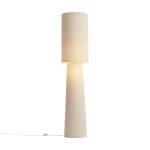 Japandi vloerlamp beige teddy stof 2-lichts - Trompet