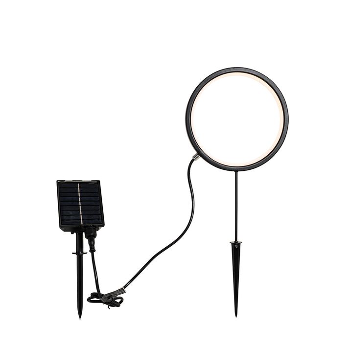 Set od 2 crna spoljna svetla sa šiljkom 50cm uključujući punjivu LED i solarnu IP65 - Adalind