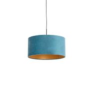 Pendelleuchte-mit-Samt-Schirm-blau-mit-Gold-50-cm---Combi